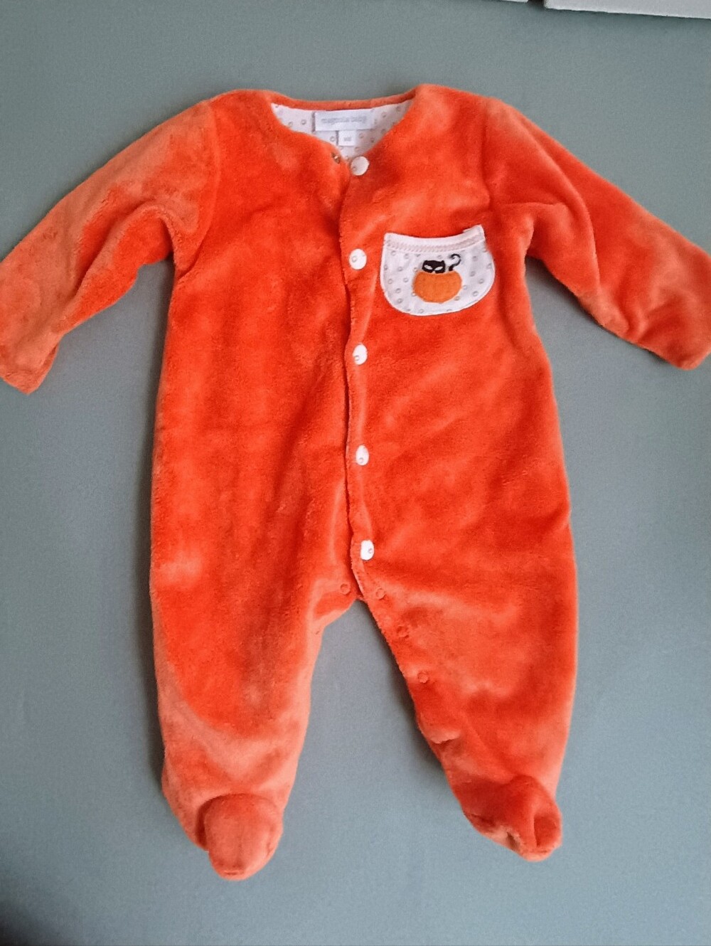 Magnolia Baby Newborn Halloween Orange Plush Footie One-Piece Pima Cotton NB